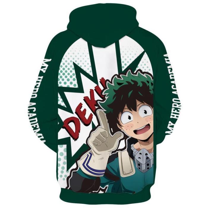 My Hero Academy Anime Green Deku Cosplay Adult Unisex 3D Printed Hoodie Sweatshirt Pullover