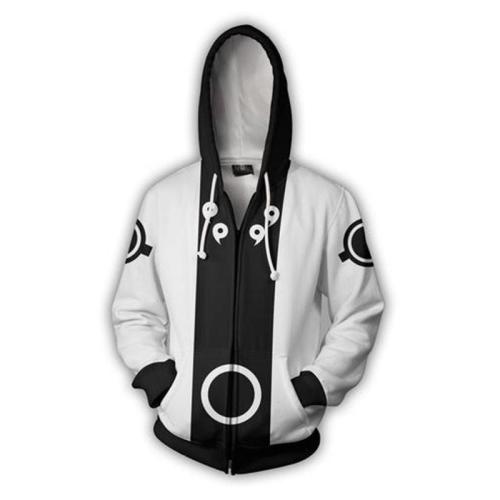 Naruto Anime Four Paths White Black Cosplay Adult Unisex 3D Printed Hoodie Sweatshirt Jacket With Zipper