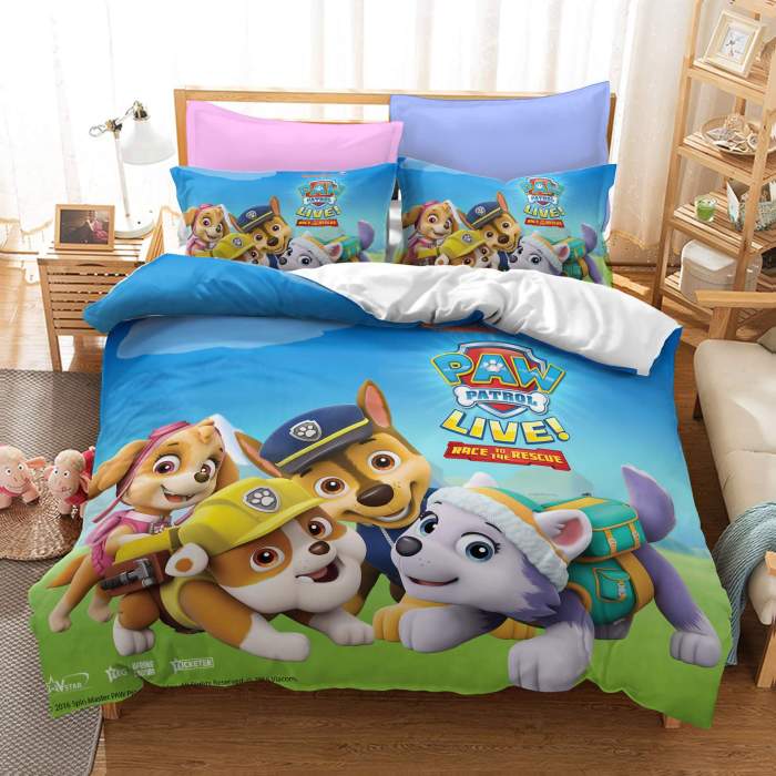 Cute Paw Patrol Cosplay Bedding Set Quilt Duvet Cover Bed Sheets Sets