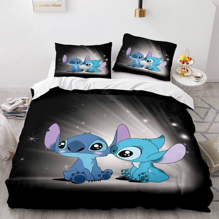 Cartoon Lilo And Stitch Cosplay Bedding Set Duvet Cover Bed Sheets Sets