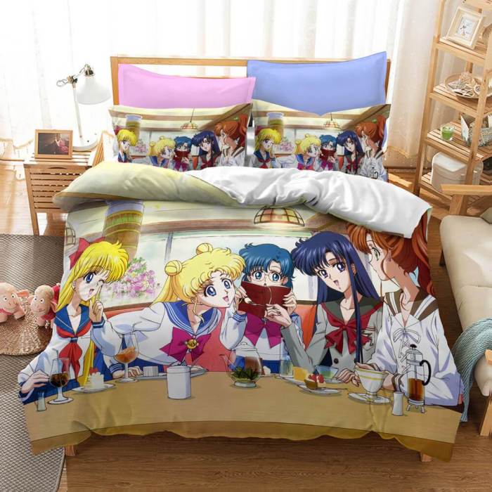 Sailor Moon Cosplay Bedding Set Duvet Cover Christmas Bed Sheets Sets