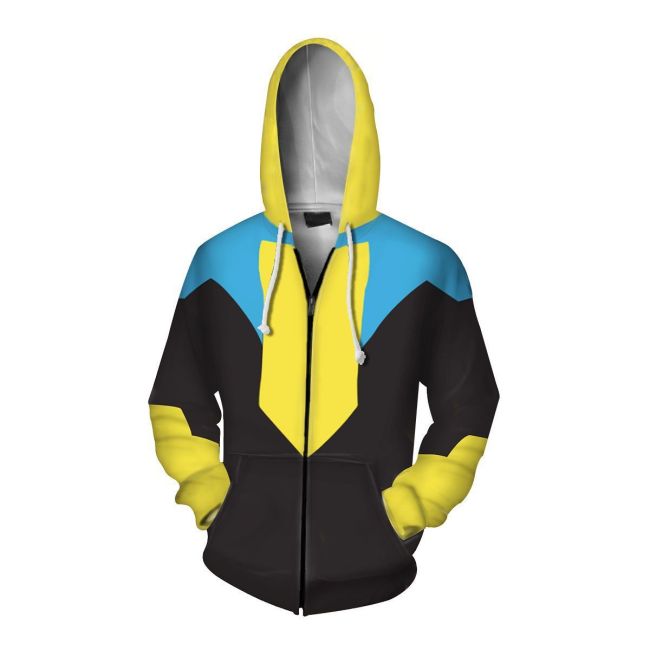 Invincible Anime Tv Mark Grayson Yellow Cosplay Adult Unisex 3D Printed Hoodie Sweatshirt Jacket With Zipper
