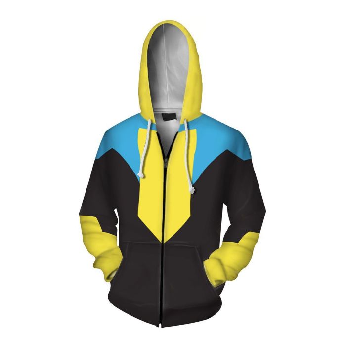 Invincible Anime Tv Mark Grayson Yellow Cosplay Adult Unisex 3D Printed Hoodie Sweatshirt Jacket With Zipper