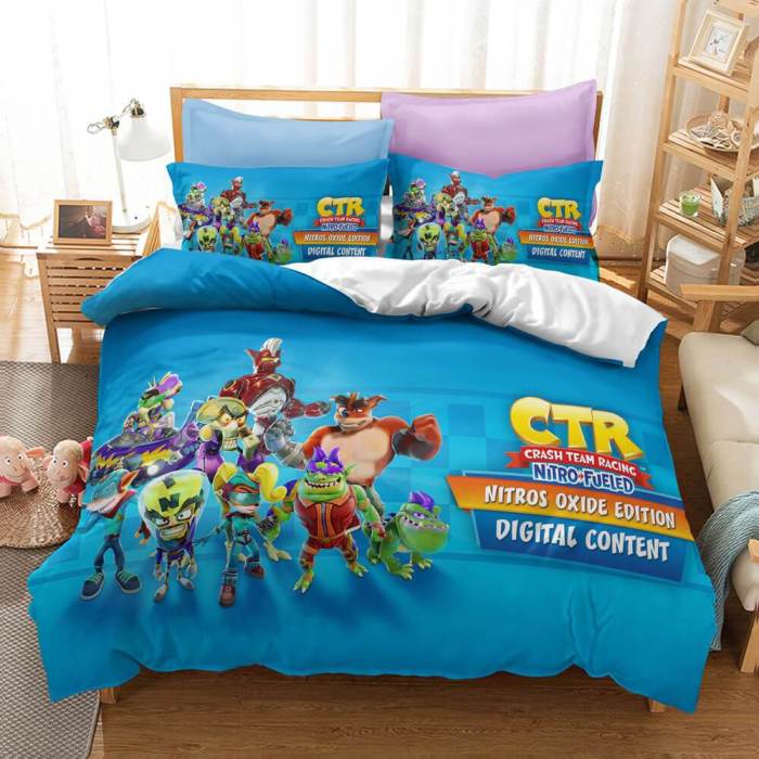 Crash Bandicoot Kids Bedding Set Quilt Duvet Covers Bed Sheets Sets