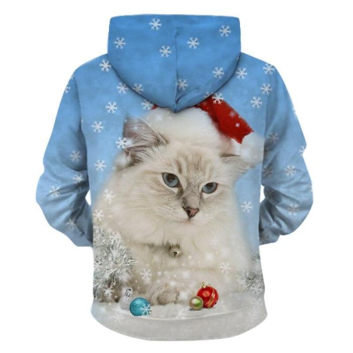 Unisex Men Women  Christmas Ugly Cat Funny Snowman Christmas Sweater Pockets  Funny Christmas Party