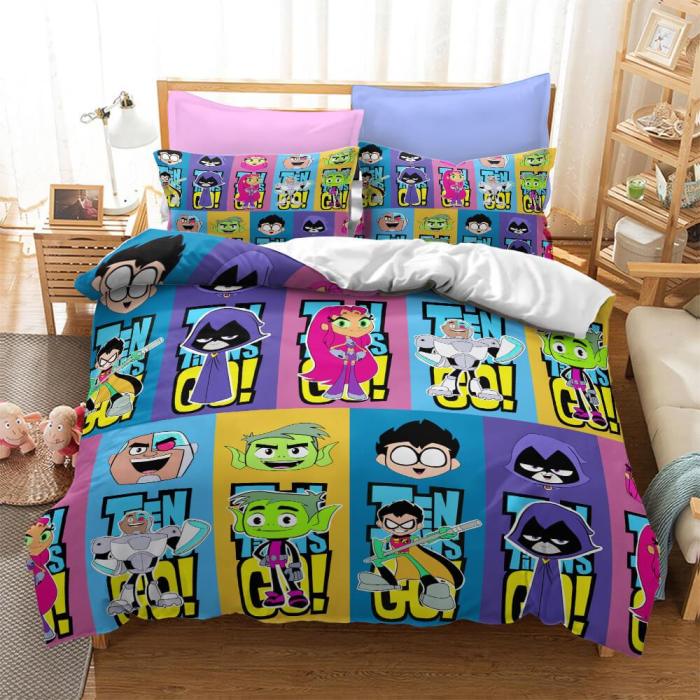 Teen Titans Go Cosplay Bedding Set Quilt Duvet Cover Bed Sheets Sets