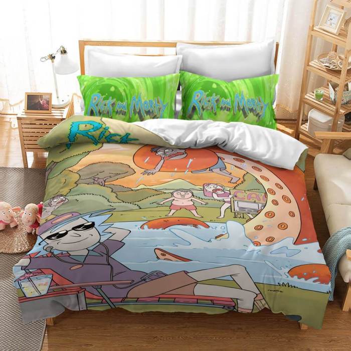 Rick And Morty Cosplay Bedding Duvet Cover Halloween Sheets Bed Sets