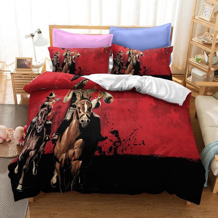 Red Dead Redemption Bedding Set Quilt Duvet Covers Bed Sheets Sets