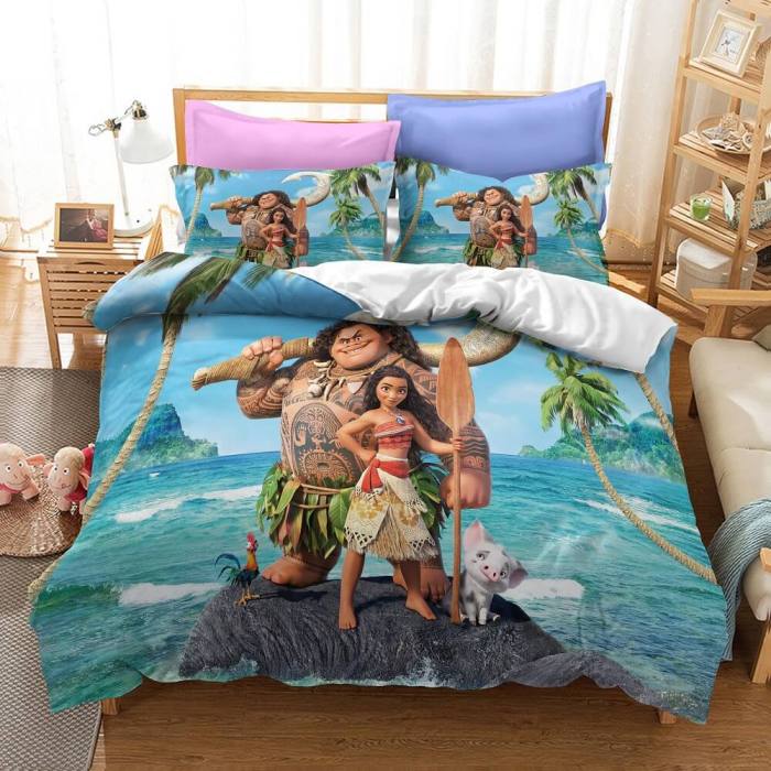 Princess Moana Cosplay Bedding Set Quilt Duvet Cover Bed Sheets Sets