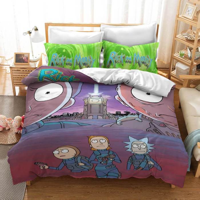 Rick And Morty Bedding Set Quilt Duvet Cover Christmas Sheets Bed Sets