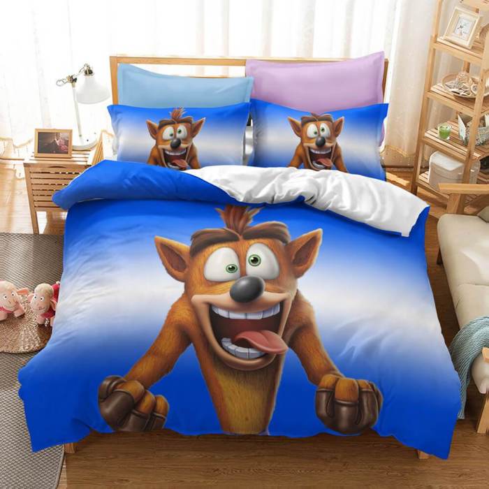 Crash Bandicoot Cosplay Bedding Set Quilt Duvet Cover Bed Sheets Sets