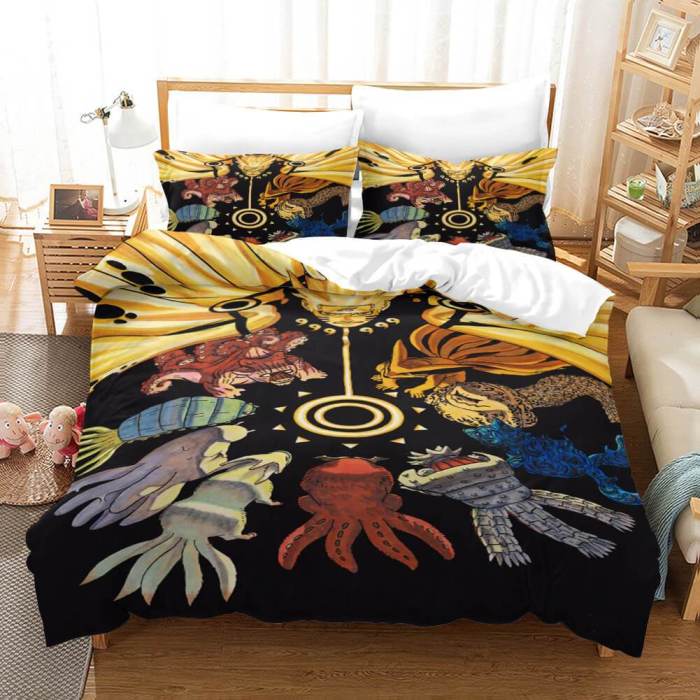 Naruto Kurama Akatsuki Cosplay Bedding Set Duvet Cover Bed Sheets Sets