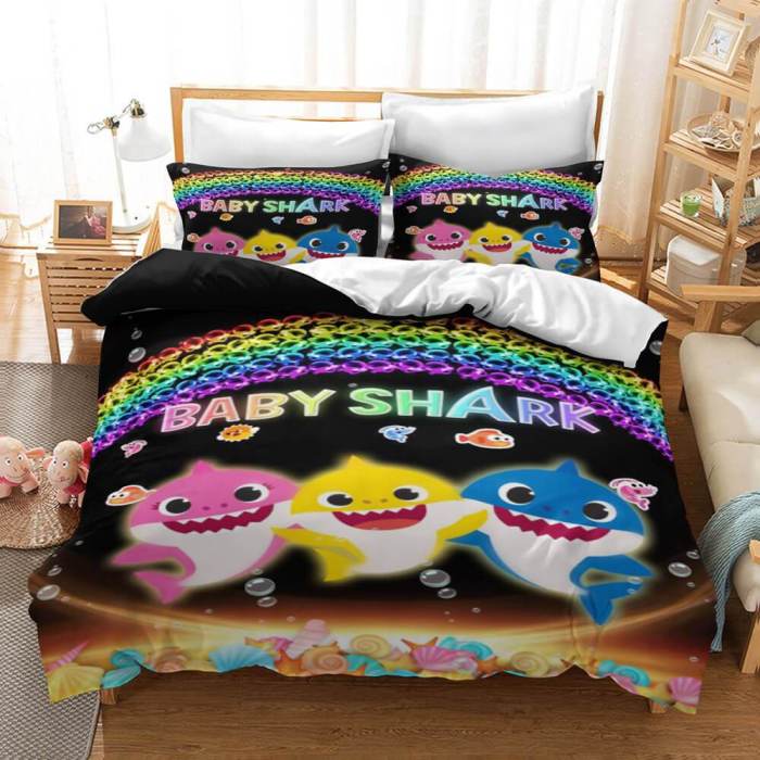 Cartoon Baby Shark Cosplay Bedding Set Duvet Covers Bed Sheets Sets