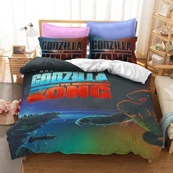 Godzilla Vs King Kong Cosplay Bedding Quilt Duvet Cover Bed Sheets Sets