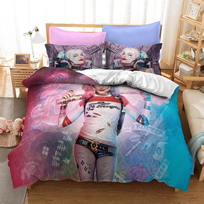 Suicide Squad Harley Quinn Cosplay Bedding Duvet Cover Bed Sheets Sets