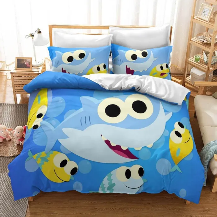 Cartoon Baby Shark Cosplay Bedding Set Duvet Covers Bed Sheets Sets