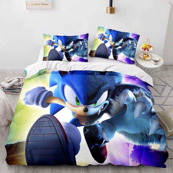 Sonic Cosplay Bedding Set Quilt Duvet Covers Christmas Bed Sheets Sets