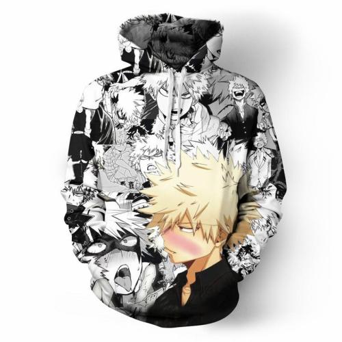 My Hero Academy Anime Black White Comics 7 Cosplay Adult Unisex 3D Printed Hoodie Sweatshirt Pullover