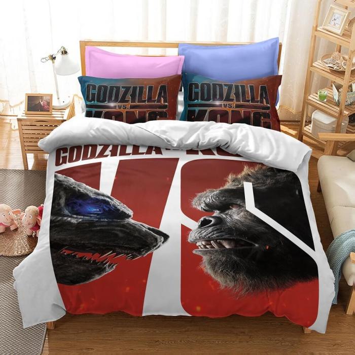 Godzilla Vs Kong Cosplay Bedding Set Quilt Duvet Cover Sheets Sets