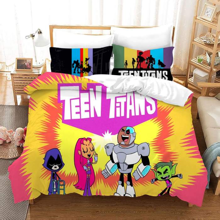Teen Titans Go Cosplay Bedding Set Quilt Duvet Cover Bed Sheets Sets