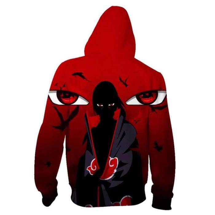 Naruto Anime Red Uchiha Itachi Cosplay Adult Unisex 3D Printed Hoodie Sweatshirt Jacket With Zipper