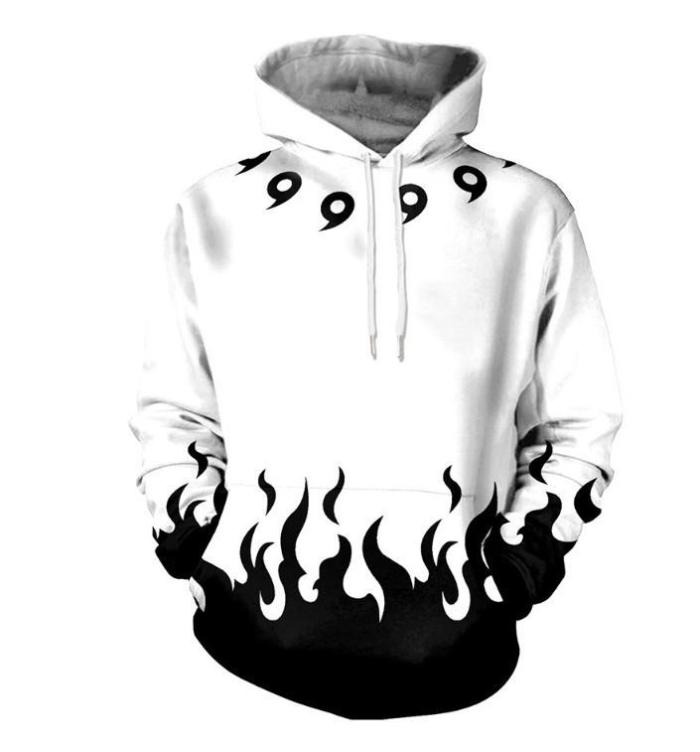 2Pcs/Set Naruto Anime Six Paths White Cosplay Adult Unisex 3D Printed Hoodie Sweatshirt Pullover And Pant