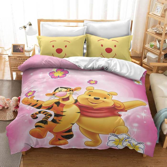 Winnie The Pooh Cosplay Bedding Set Duvet Cover Bed Sheets Sets