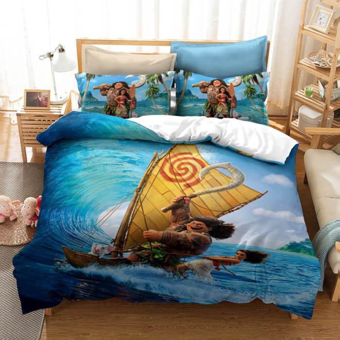 Princess Moana Cosplay Bedding Set Quilt Duvet Cover Bed Sheets Sets
