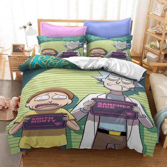 Rick And Morty 3 Piece Bedding Set Quilt Duvet Cover Bed Sheets Sets