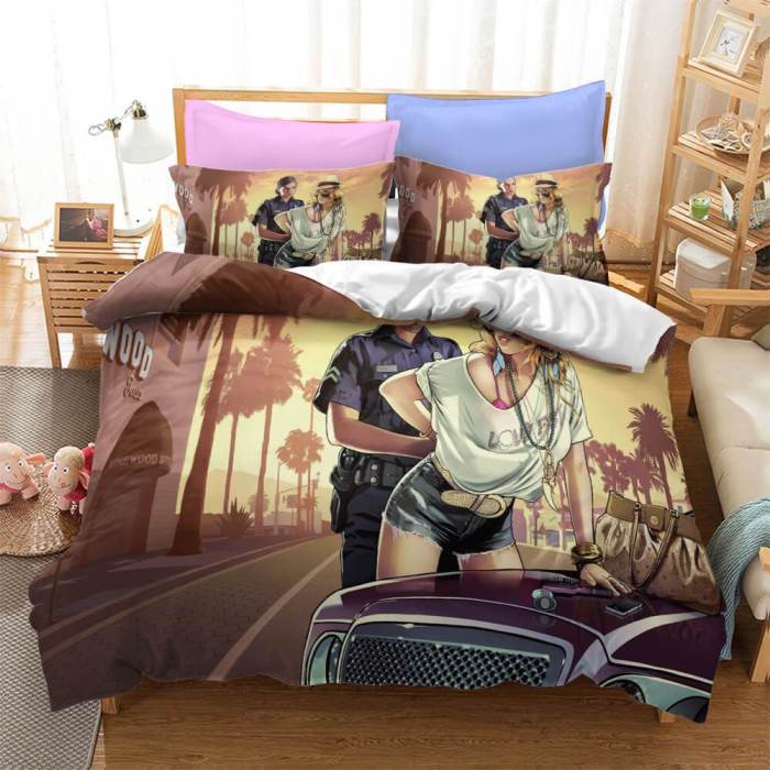 Grand Theft Auto Cosplay Bedding Set Quilt Duvet Cover Bed Sheets Sets