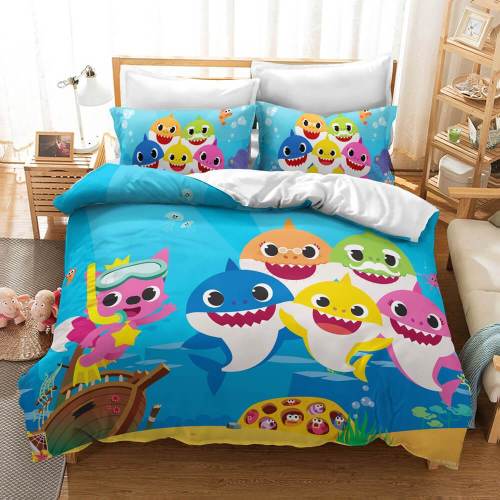 Cartoon Baby Shark Bedding Set Kids Quilt Duvet Covers Bed Sheets Sets