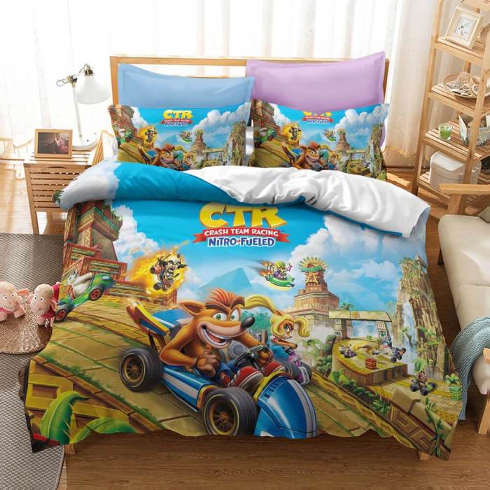 Crash Bandicoot Cosplay Bedding Set Quilt Duvet Cover Bed Sheets Sets