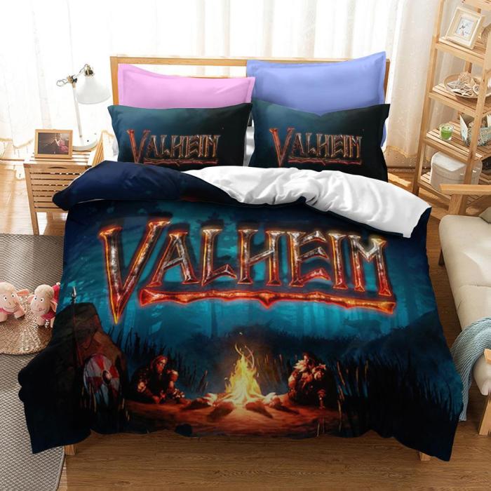 Game Valheim Cosplay Bedding Set Duvet Cover Halloween Bed Sheets Sets