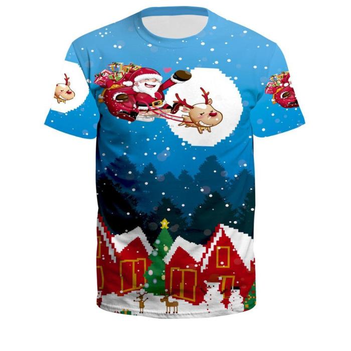 Ugly Christmas T-Shirt Santa Claus Printed Loose Pullover T-Shirt