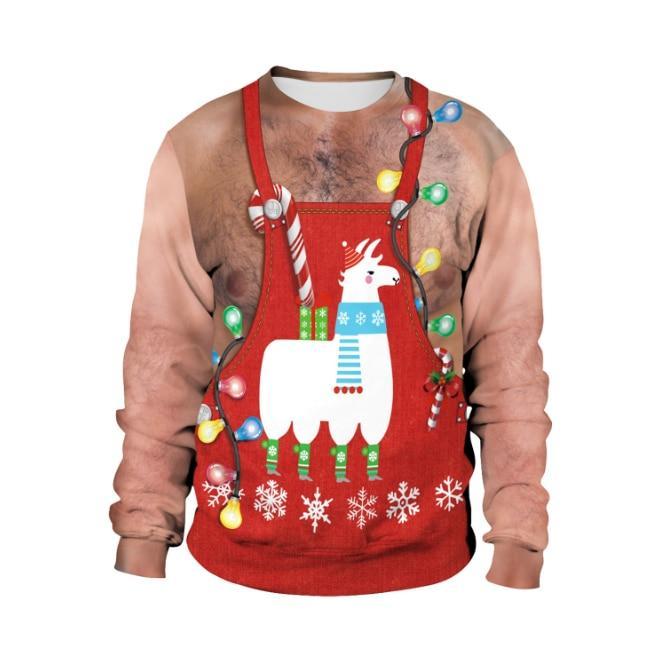 Listing Ugly Christmas Sweaters Stylish Unisex Santa Claus Novelty Sexy Red Retro Sweatshirt