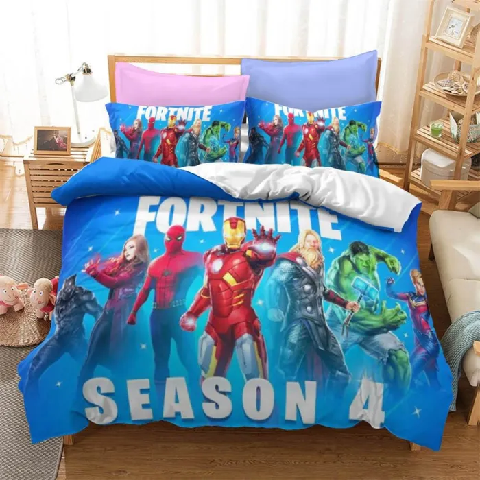Fortnite Cosplay 3 Piece Bedding Set Quilt Duvet Cover Bed Sheets Sets