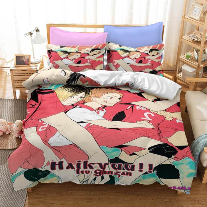 Haikyuu Cosplay Students Bedding Set Quilt Duvet Cover Bed Sheets Sets