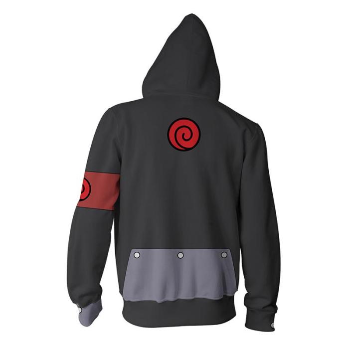 Naruto Anime Black Uzumaki Naruto Cosplay Adult Unisex 3D Printed Hoodie Sweatshirt Jacket With Zipper