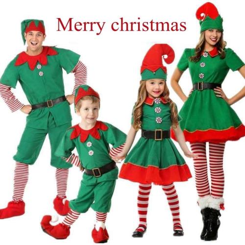 Family Children'S Christmas Elf Clothes For Boys Girls Mother Cosplay Clothes Parent-Child Suits Christmas Ball Costumes