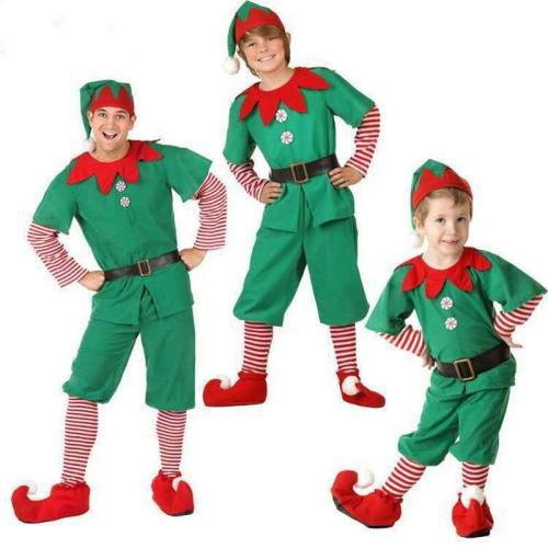 Family Children'S Christmas Elf Clothes For Boys Girls Mother Cosplay Clothes Parent-Child Suits Christmas Ball Costumes