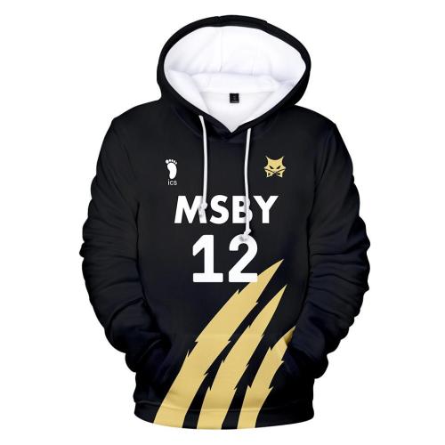 Haikyuu Anime Black Jackal Msby No.12 13 15 21 Cosplay Adult Unisex 3D Printed Hoodie Sweatshirt Pullover