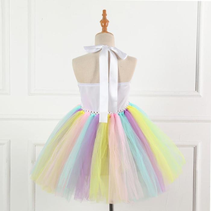 Unicorn Dress Girls Tutu Princess Mesh Costume Children'S Day Gift Christmas Party Dress Up