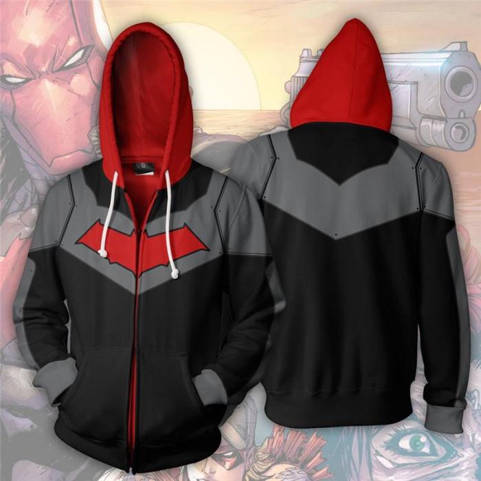 D-C Comics Superhero Red Nightwing Cosplay Adult Unisex 3D Printed Hoodie Sweatshirt Jacket With Zipper