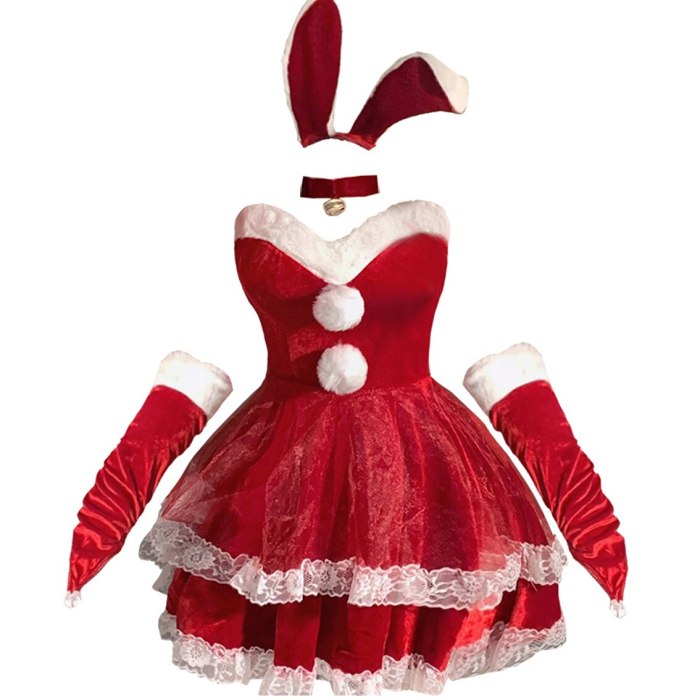 Women Santa Claus Maid Waitress Uniform Cosplay Costume Sexy Lingerie Christmas Xmas Party Bunny Girl Winter Fancy Dress