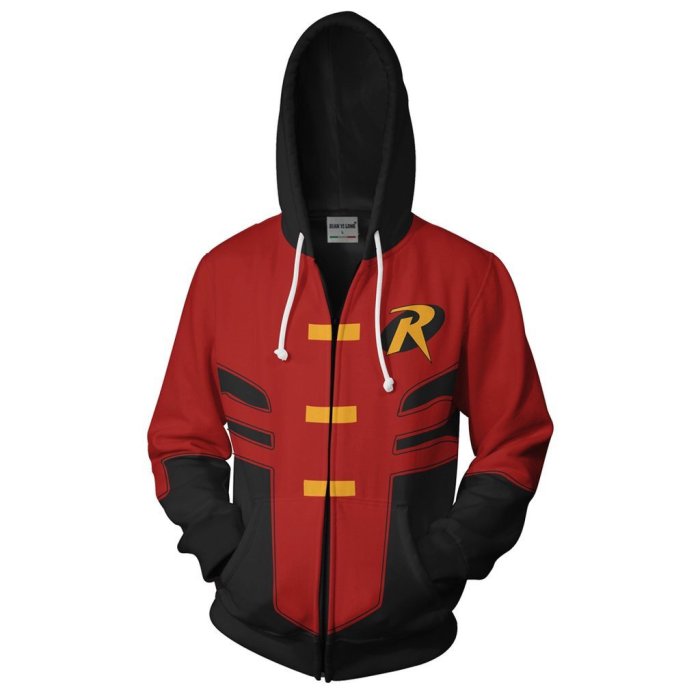 D-C Comics Tim Drake Red Robin Cosplay Adult Unisex 3D Printed Hoodie Sweatshirt Jacket With Zipper