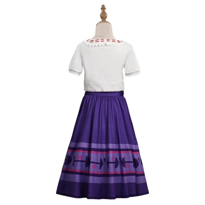 Encanto Luisa Madrigal T-Shirt Skirt Outfits Halloween Carnival Cosplay Costume For Kids Children
