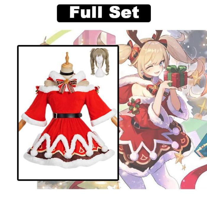 Genshin Impact Barbara Gunnhildr Christmas Cosplay Costume Character Uniform Halloween Costume For Women Girls Full Set