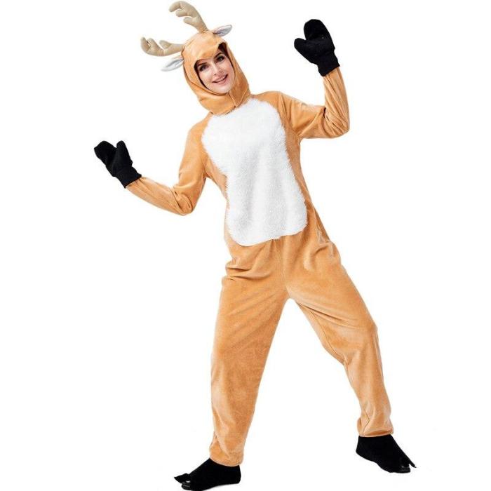 Christmas Clothes Adult Jumpsuits Cartoon Elk Cosplay Animals Onesie Cute Performance Costume Festivals Funny Party Onesie
