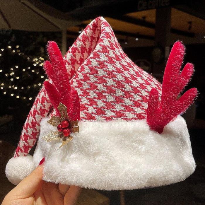 Christmas Hats Children Cartoon Elk Hat Christmas Ornaments Festival Gift Winter Plush Cap Adult Party Cosplay  Year Supplies
