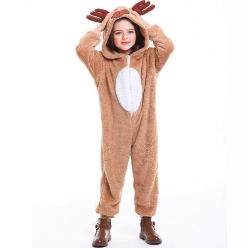 Christmas Clothes Children Jumpsuits Onesie Cartoon Elk Animals Kids One Piece Cosplay Costume Child Festivals Party Nightclothe